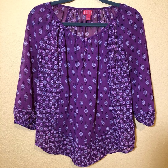 ELLE Women’s flower blouse size M - Picture 1 of 4